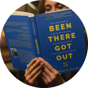 Photo of a woman reading our book in a cafe